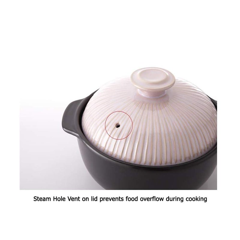 Lucia Kitchen Flower Lucia Natural Glazed Ceramic Porcelain Cookware Hot Pot (Beige Pink 1400ml) - Image 3